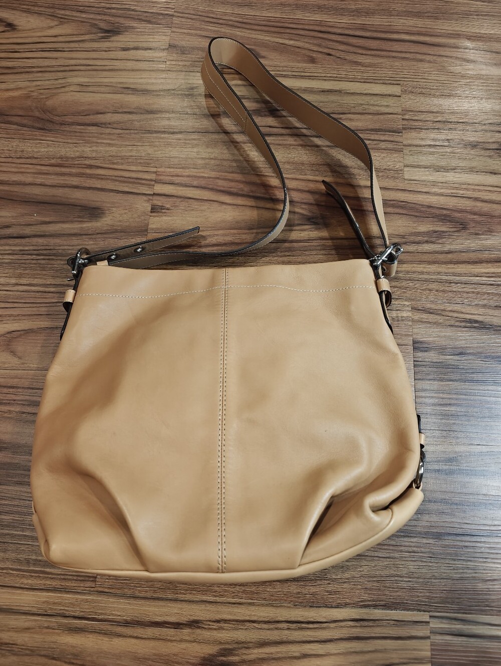 Coach F15064 Camel Leather Convertible Duffle Hobo Bag